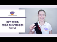 Physiotherapist demonstrates how to fit the Essential Wellness Ankle Compression Sleeve correctly