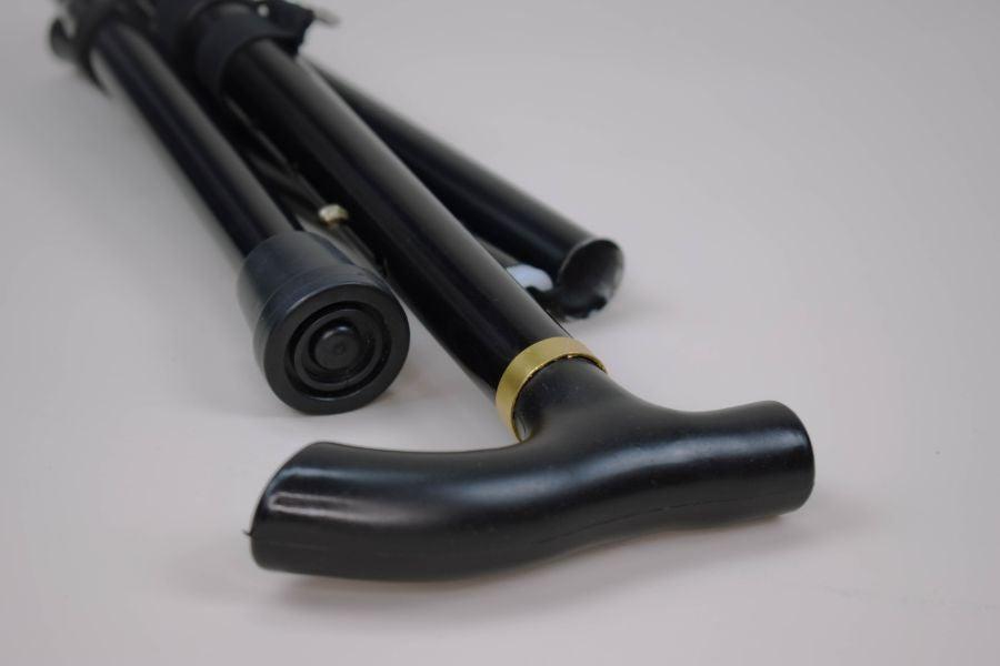 Folding Walking Stick In Black, Fully Adjustable - Portable & Lightweight - Non Slip Foot-Walking Aid-Essential Wellness-5060536630671